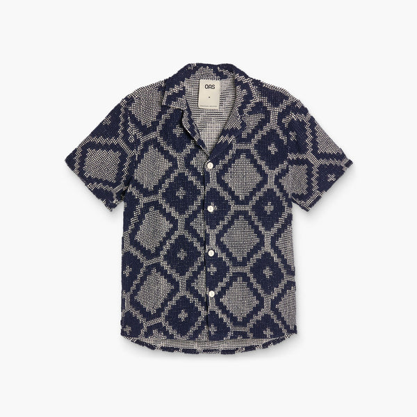 OAS Trastevere Cuba Crochet Shirt in Navy