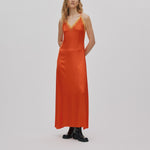 RABENS SALONER Chefira Contrast Lace Camisol Dress in Deep Mandarin