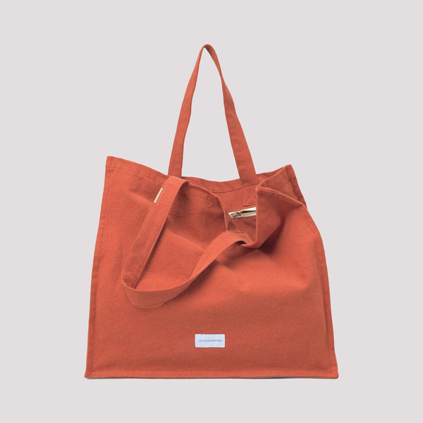 LES PENSIONNAIRES Organic Cotton Bowling Bag in Flamboyant Orange