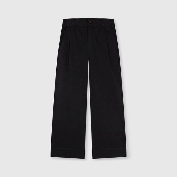BEATRIZ FUREST Outside Seersucker Wide Leg Trousers in Black