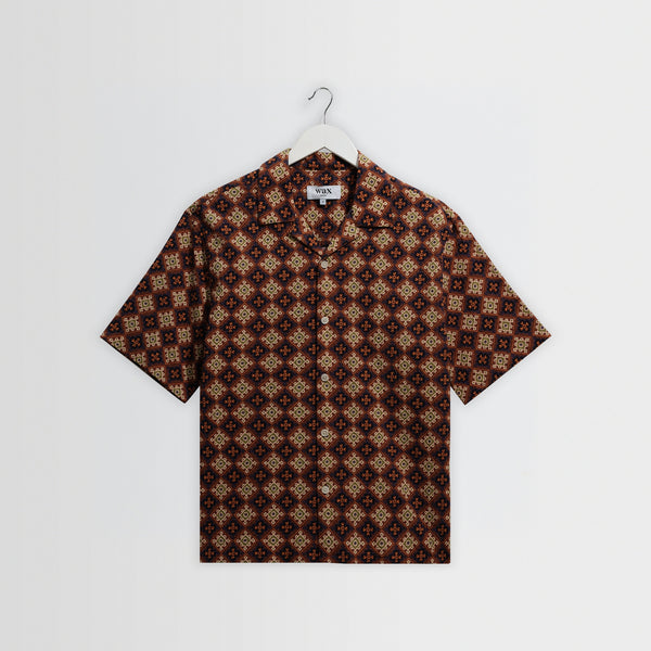 WAX LONDON Didcot Short Sleeve Shirt in Rust/Multi