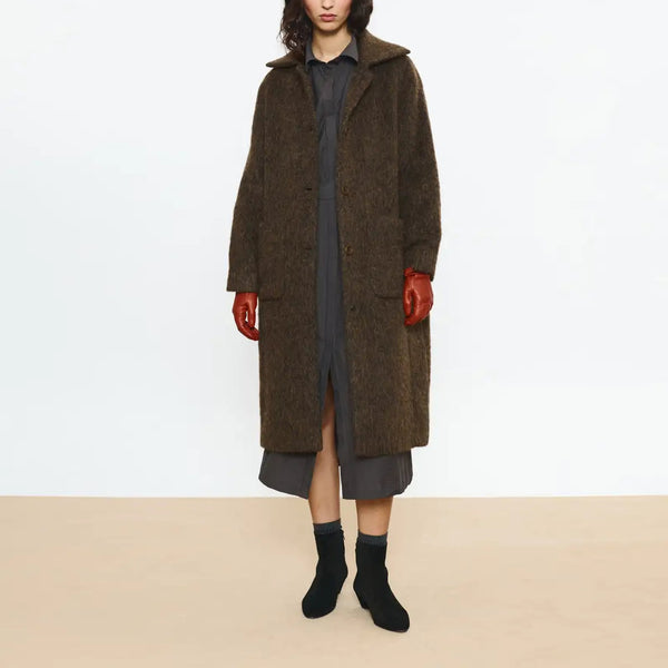 BEATRIZ FUREST Normandie Long Furry Coat in Brown