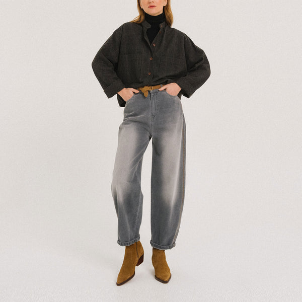 TINSELS Francis Road Check Pocket Shacket in Black