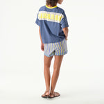 ORFEO Laura Shorts with Embroidery Details in Blue Check