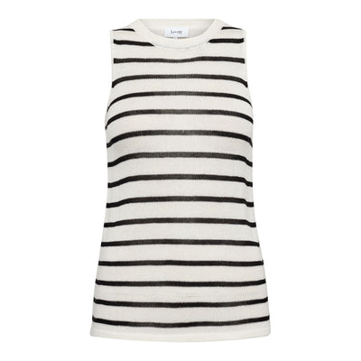 LEVETE ROOM Gaba 2 Stripe Vest Top in Star White Combo