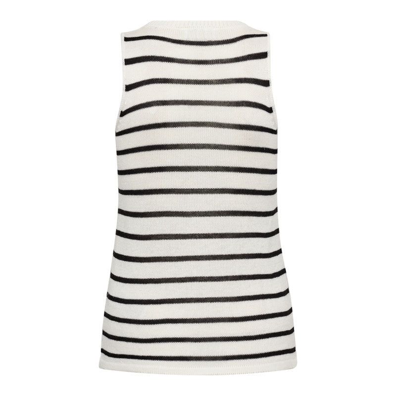 LEVETE ROOM Gaba 2 Stripe Vest Top in Star White Combo