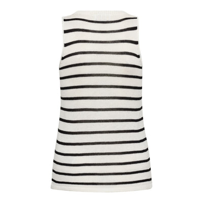 LEVETE ROOM Gaba 2 Stripe Vest Top in Star White Combo