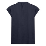 LEVETE ROOM Naja 19 Linen Mix Top in Dark Navy