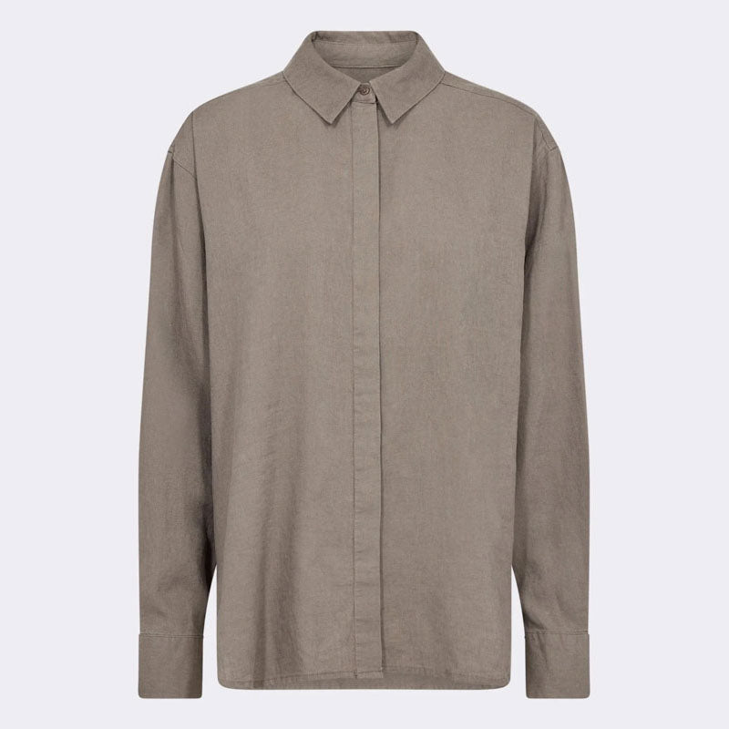 LEVETE ROOM Naja 20 L/S Linen Shirt in Falcon