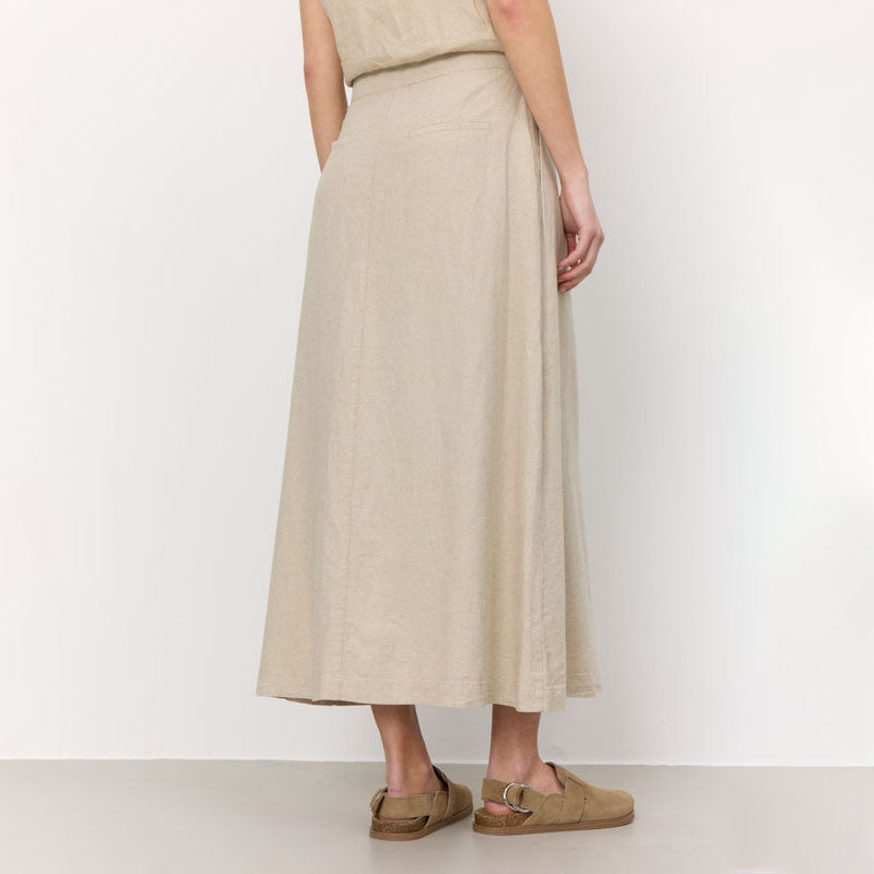 LEVETE ROOM Naja 22 Linen Mix Skirt in Island Fossil Melange