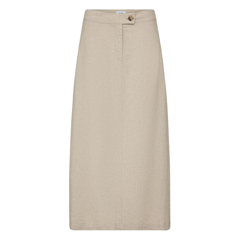 LEVETE ROOM Naja 22 Linen Mix Skirt in Island Fossil Melange