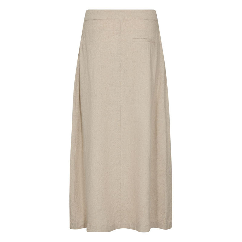 LEVETE ROOM Naja 22 Linen Mix Skirt in Island Fossil Melange