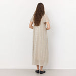 LEVETE ROOM Galaxy 1 V Neck Maxi Dress in Island Fossil Combo