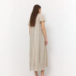 LEVETE ROOM Galaxy 1 V Neck Maxi Dress in Island Fossil Combo
