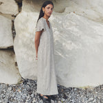 LEVETE ROOM Galaxy 1 V Neck Maxi Dress in Island Fossil Combo