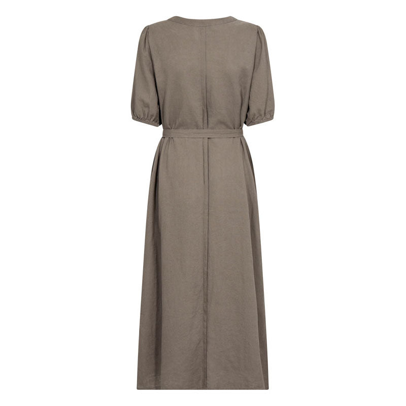 LEVETE ROOM Naja 27 Linen Midi Dress in Falcon