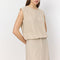 LEVETE ROOM Naja 28 Linen Mix Top in Island Fossil Melange