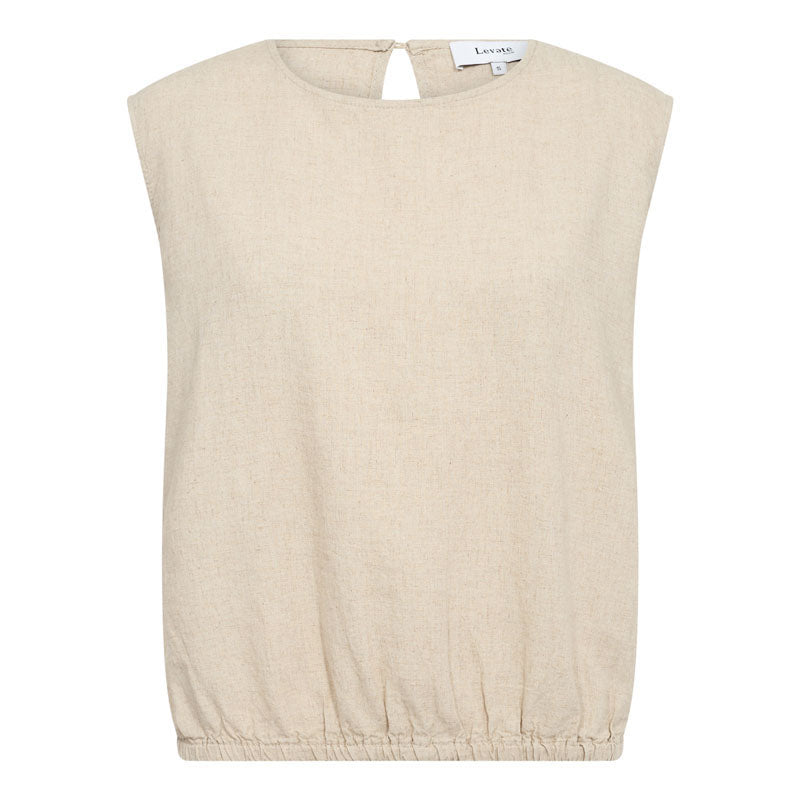 LEVETE ROOM Naja 28 Linen Mix Top in Island Fossil Melange