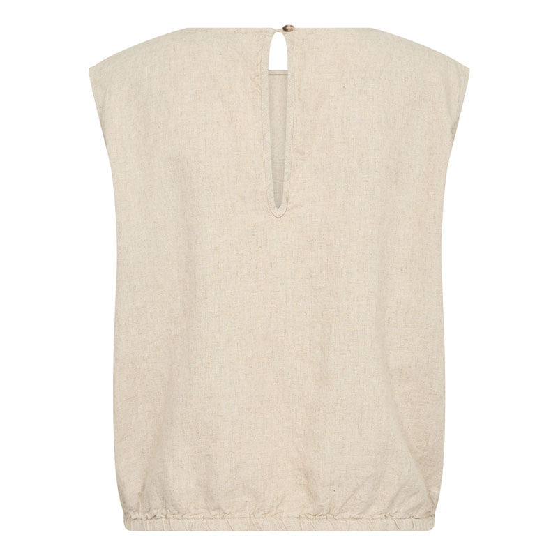 LEVETE ROOM Naja 28 Linen Mix Top in Island Fossil Melange