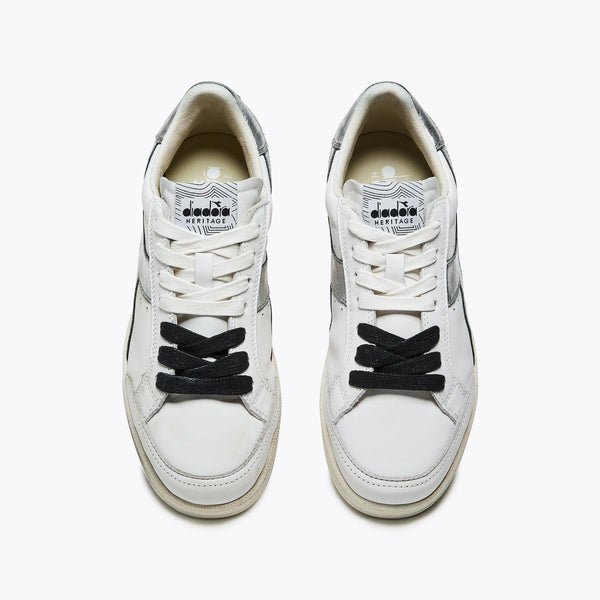 DIADORA Prestige Metallic WN Sneakers in White/Silver