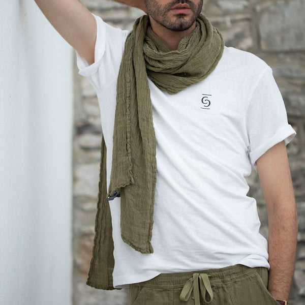 COULEUR CHANVRE Hemp Scarf in Khaki