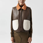 MARFA STANCE Cropped Aviator Vest in Chocolate