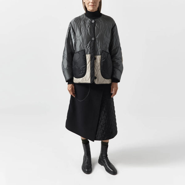 MARFA STANCE Signature Patchwork Cropped Quilt in Anthracite and Dark Olive