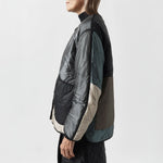 MARFA STANCE Signature Patchwork Cropped Quilt in Anthracite and Dark Olive