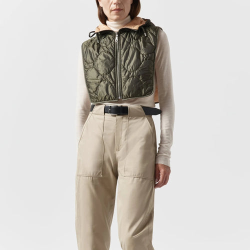 MARFA STANCE Reversible Zip Hood in Dark Olive/Pale Sage/Soft Peach