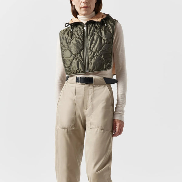 MARFA STANCE Reversible Zip Hood in Dark Olive/Pale Sage/Soft Peach