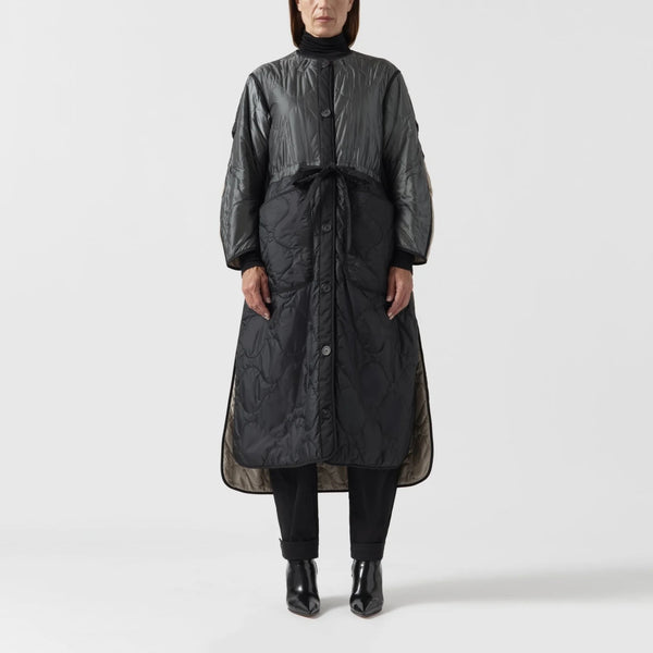 MARFA STANCE Signature Patchwork Long Quilt Anthracite and Dove Grey