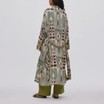 RABENS SALONER Sunita Combo Robe Dress in Forest/Pink/Citrus