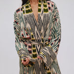 RABENS SALONER Sunita Combo Robe Dress in Forest/Pink/Citrus