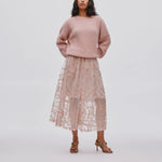 RABENS SALONER Silke Scribble Full Skirt in Blush