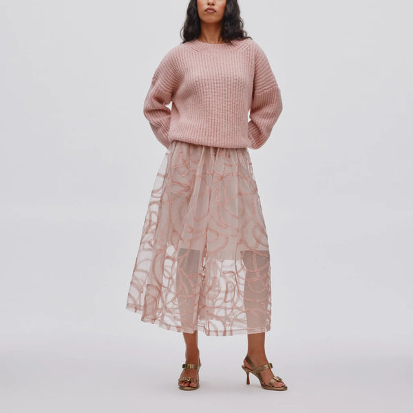 RABENS SALONER Silke Scribble Full Skirt in Blush