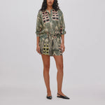 RABENS SALONER Sibyl Voile Shirt in Forest/Pink Sand