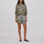 RABENS SALONER Sibyl Voile Shirt in Forest/Pink Sand