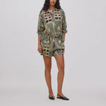 RABENS SALONER Sibyl Voile Shirt in Forest/Pink Sand