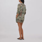 RABENS SALONER Sibyl Voile Shirt in Forest/Pink Sand