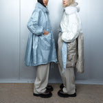 MARFA STANCE Parachute Quilted Parka in Glacier Blue /White/Dove Grey