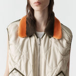 MARFA STANCE Parachute Silk Nylon Vest in Pale Olive/ Oyster