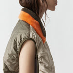 MARFA STANCE Parachute Silk Nylon Vest in Pale Olive/ Oyster
