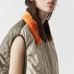 MARFA STANCE Parachute Silk Nylon Vest in Pale Olive/ Oyster