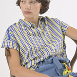 ORFEO Calice Short Sleeve Shirt in Blue Check
