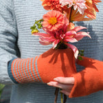 QUINTON & CHADWICK Angora Fingerless Mittens in Jaffa/Teal