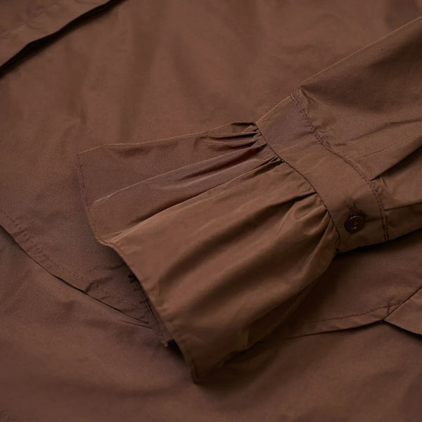 PSOPHIA Ruffle Taffeta Shirt in Truffle