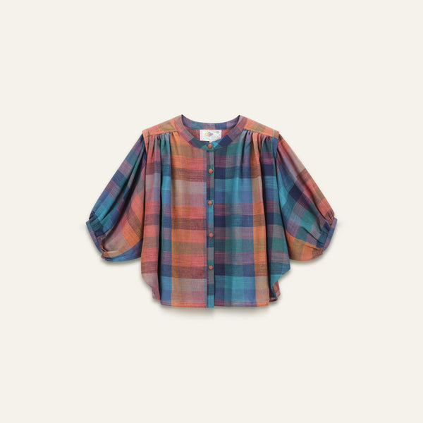 ORFEO Arizona Embroidered Shirt with 3/4 Sleeves in Pink Check