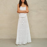 M.A.B.E Frani Embroidered Maxi Skirt in White