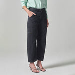 CITIZENS OF HUMANITY Marcelle Low Slung Sateen Cargo Pants in Washed Black
