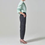 CITIZENS OF HUMANITY Marcelle Low Slung Sateen Cargo Pants in Washed Black
